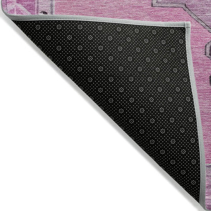 8' Pink And Blush Round Geometric Washable Indoor Outdoor Area Rug HomeRoots