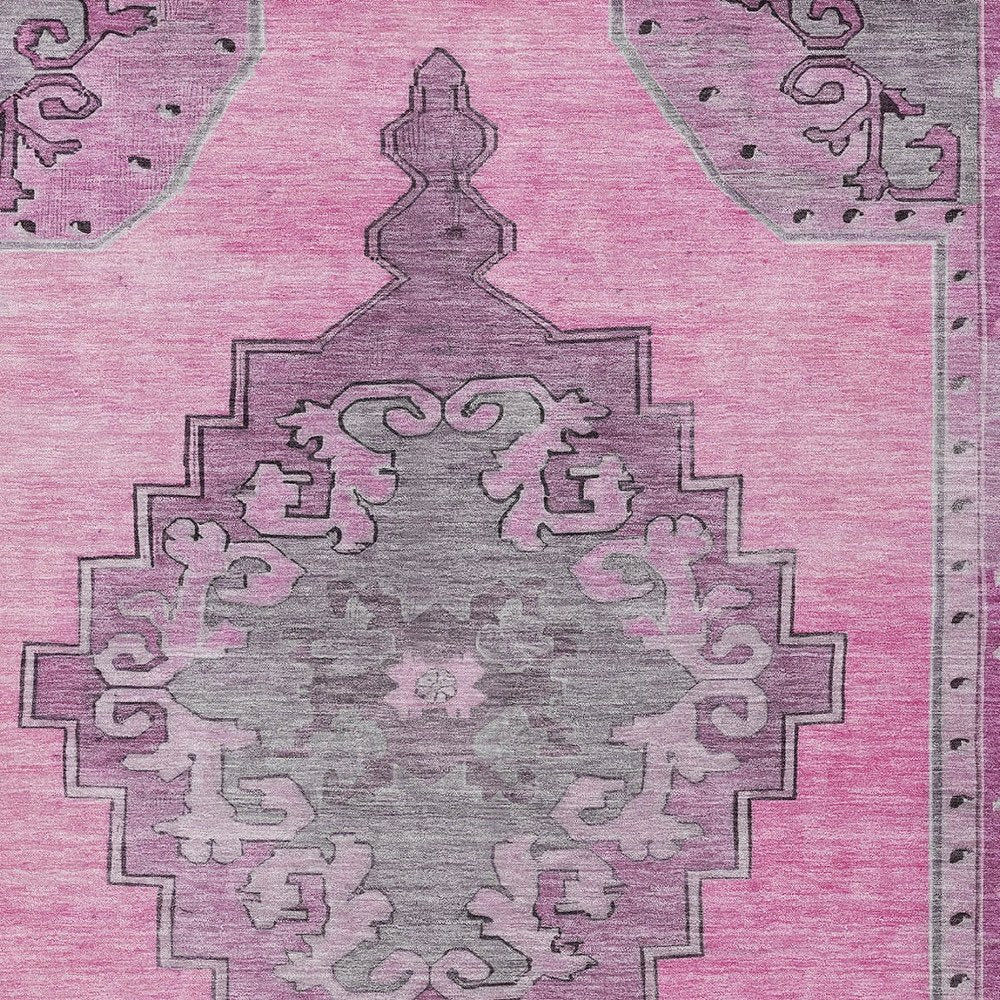 9' X 12' Pink And Blush Geometric Washable Indoor Outdoor Area Rug — view 5