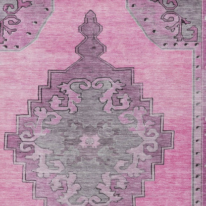 9' X 12' Pink And Blush Geometric Washable Indoor Outdoor Area Rug HomeRoots