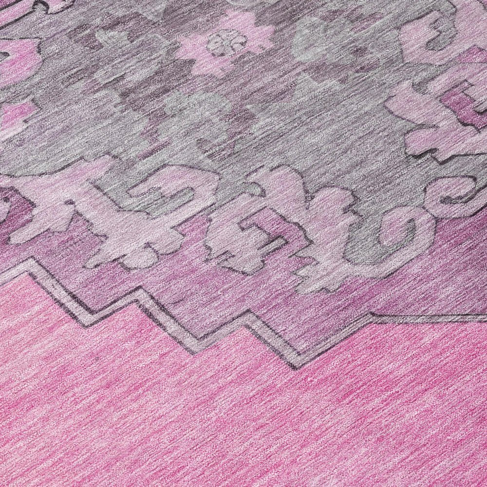 9' X 12' Pink And Blush Geometric Washable Indoor Outdoor Area Rug — view 4
