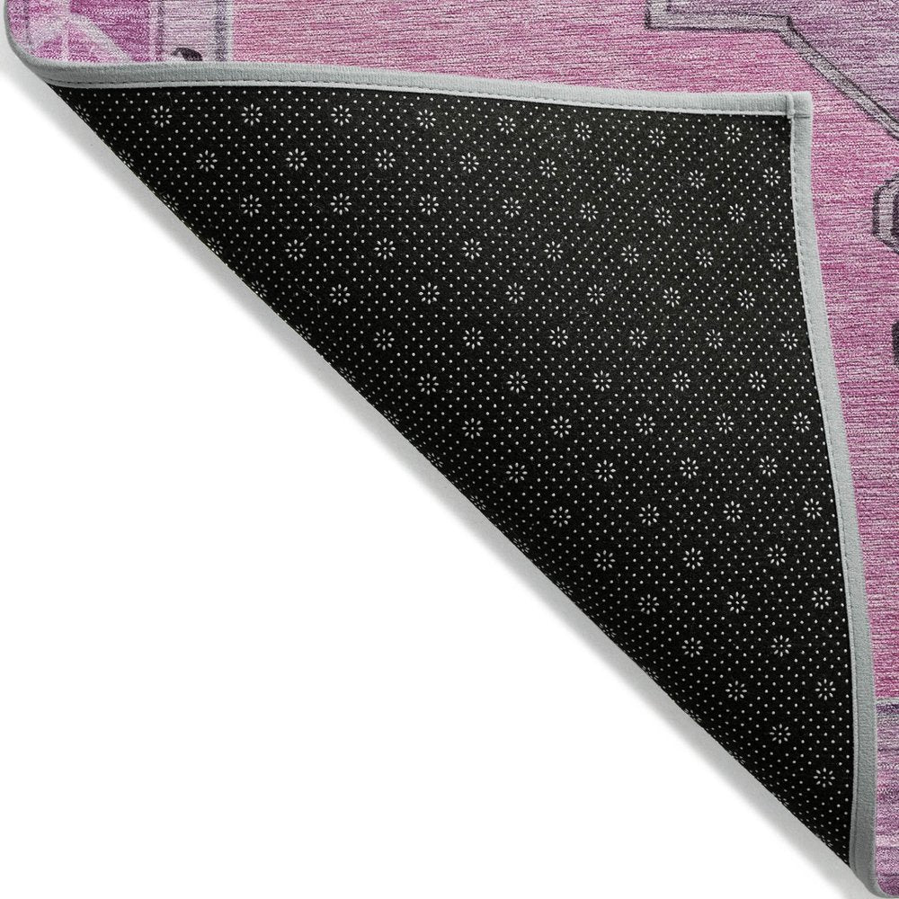 10' X 14' Pink And Blush Geometric Washable Indoor Outdoor Area Rug — view 3