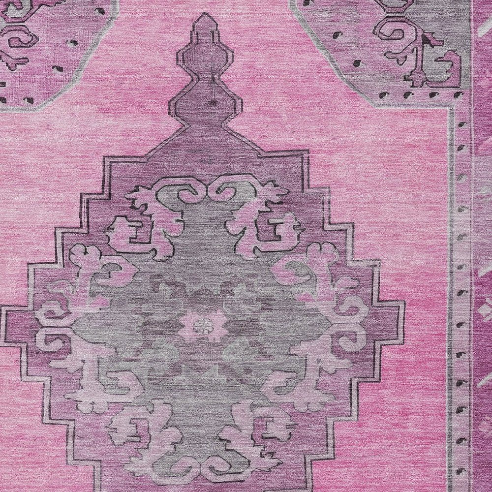 10' X 14' Pink And Blush Geometric Washable Indoor Outdoor Area Rug