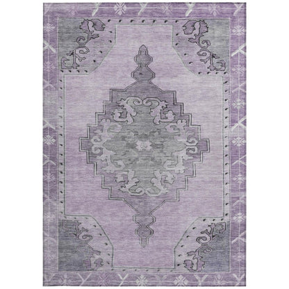 3' X 5' Plum And Gray Geometric Washable Indoor Outdoor Area Rug HomeRoots