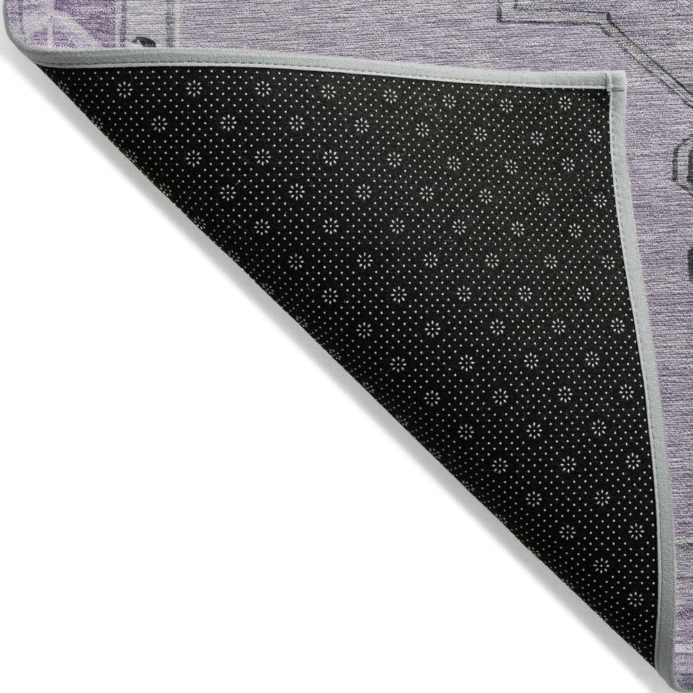 3' X 5' Plum And Gray Geometric Washable Indoor Outdoor Area Rug HomeRoots