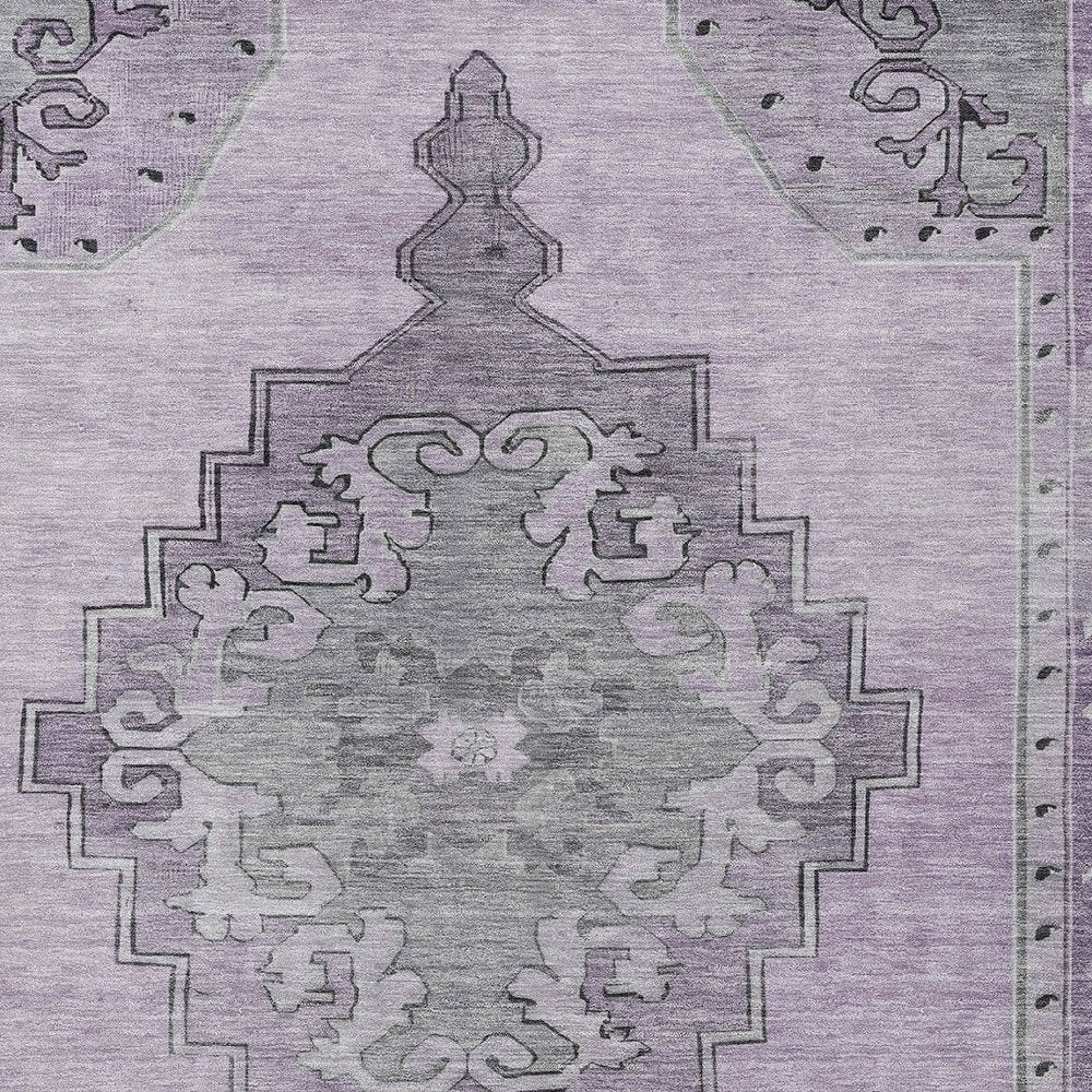 3' X 5' Plum And Gray Geometric Washable Indoor Outdoor Area Rug — view 5