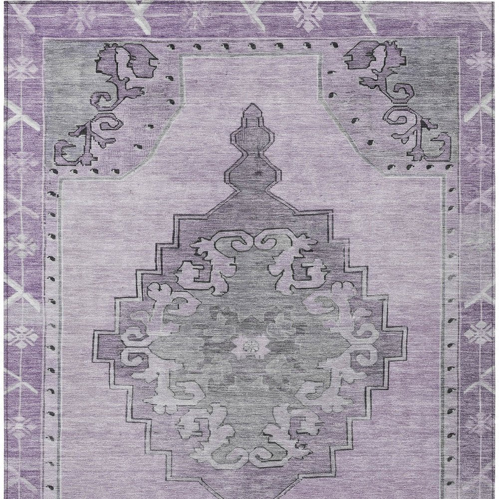 5' X 8' Plum And Gray Geometric Washable Indoor Outdoor Area Rug HomeRoots