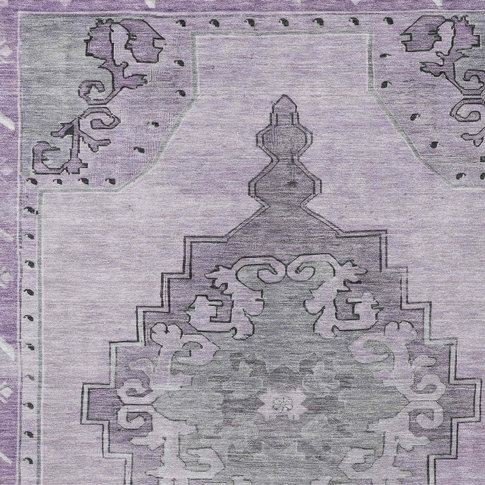 5' X 8' Plum And Gray Geometric Washable Indoor Outdoor Area Rug HomeRoots