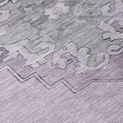 5' X 8' Plum And Gray Geometric Washable Indoor Outdoor Area Rug HomeRoots