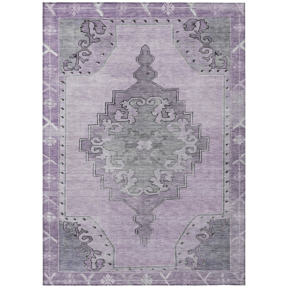 8' X 10' Plum And Gray Geometric Washable Indoor Outdoor Area Rug HomeRoots