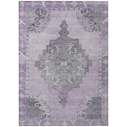 8' X 10' Plum And Gray Geometric Washable Indoor Outdoor Area Rug HomeRoots