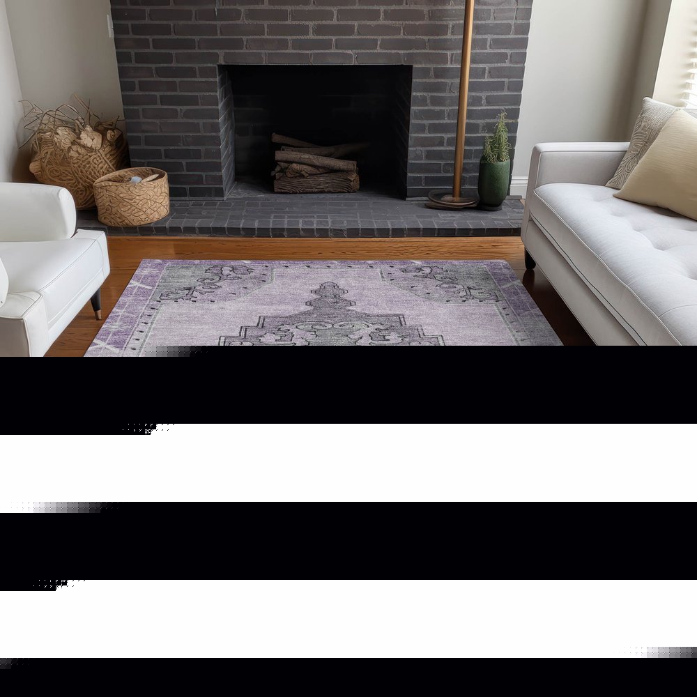 8' X 10' Plum And Gray Geometric Washable Indoor Outdoor Area Rug HomeRoots
