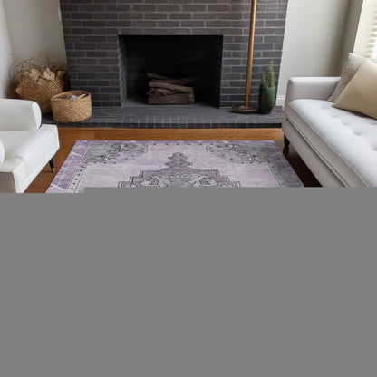 8' X 10' Plum And Gray Geometric Washable Indoor Outdoor Area Rug HomeRoots