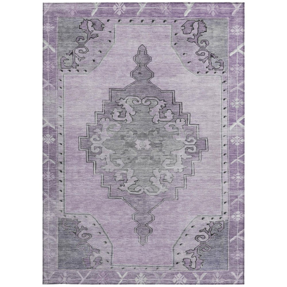 9' X 12' Plum And Gray Geometric Washable Indoor Outdoor Area Rug HomeRoots