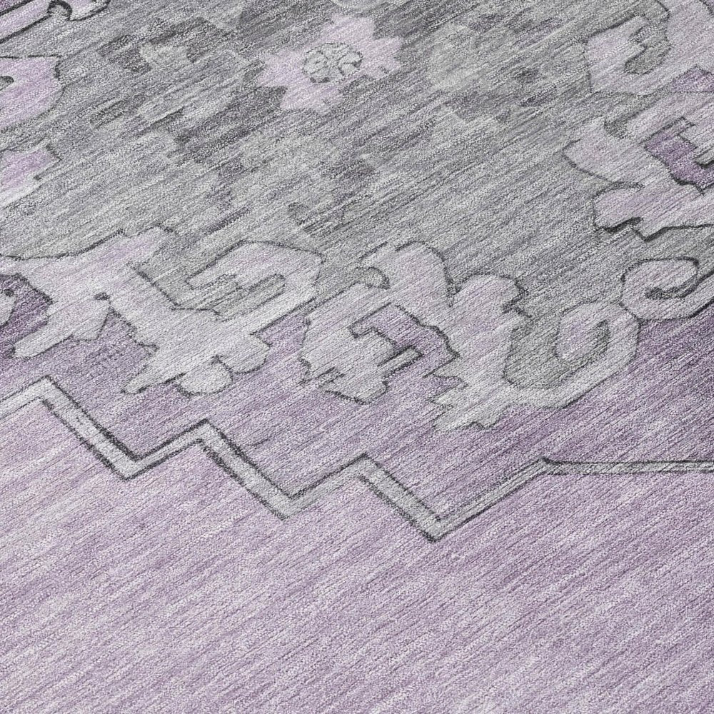 9' X 12' Plum And Gray Geometric Washable Indoor Outdoor Area Rug — view 4