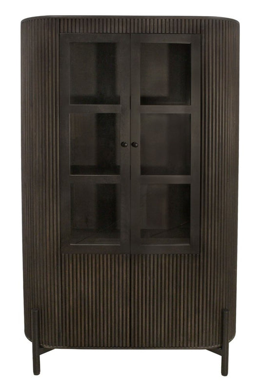 48" Espresso and Black Solid Wood and Iron Accent Cabinet With Four Doors HomeRoots