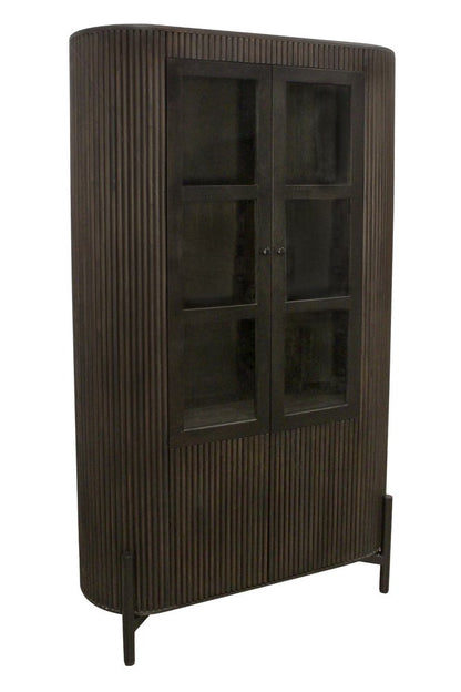 48" Espresso and Black Solid Wood and Iron Accent Cabinet With Four Doors HomeRoots