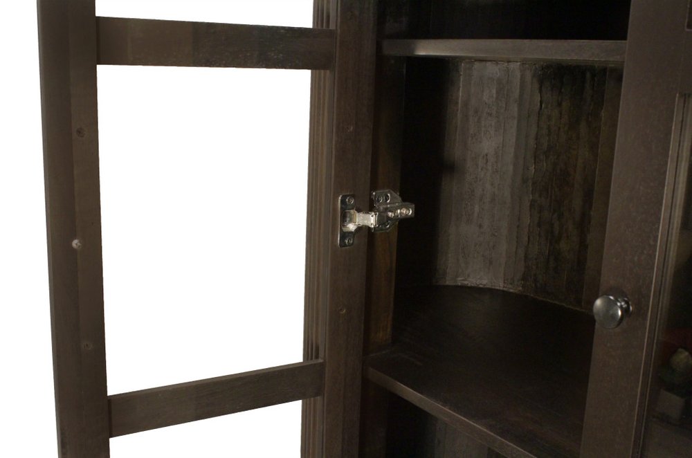 48" Espresso and Black Solid Wood and Iron Accent Cabinet With Four Doors HomeRoots