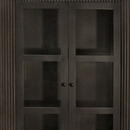 48" Espresso and Black Solid Wood and Iron Accent Cabinet With Four Doors HomeRoots