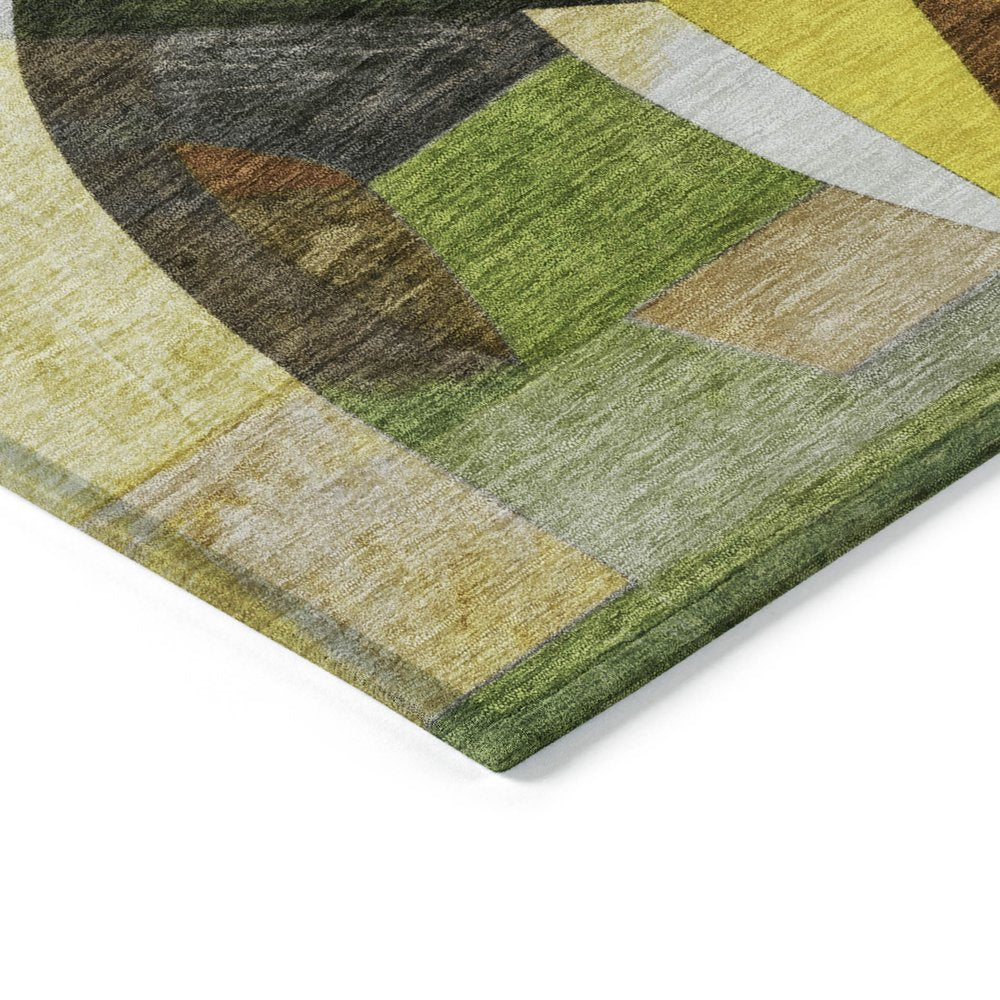3' X 5' Green Black Gold And Beige Abstract Washable Indoor Outdoor Area Rug — view 11