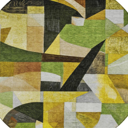 3' X 5' Green Black Gold And Beige Abstract Washable Indoor Outdoor Area Rug HomeRoots
