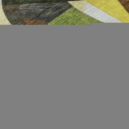 3' X 5' Green Black Gold And Beige Abstract Washable Indoor Outdoor Area Rug HomeRoots
