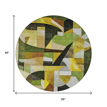 3' X 5' Green Black Gold And Beige Abstract Washable Indoor Outdoor Area Rug HomeRoots