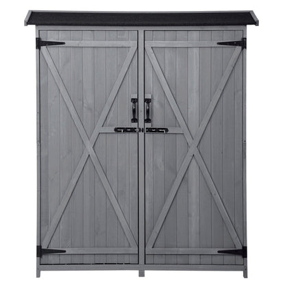 Outdoor 5.3ft Hx4.6ft L Wood Storage Shed Tool Organizer,Garden Shed, Storage Cabinet with Waterproof Asphalt Roof Gray - FurniFindUSA