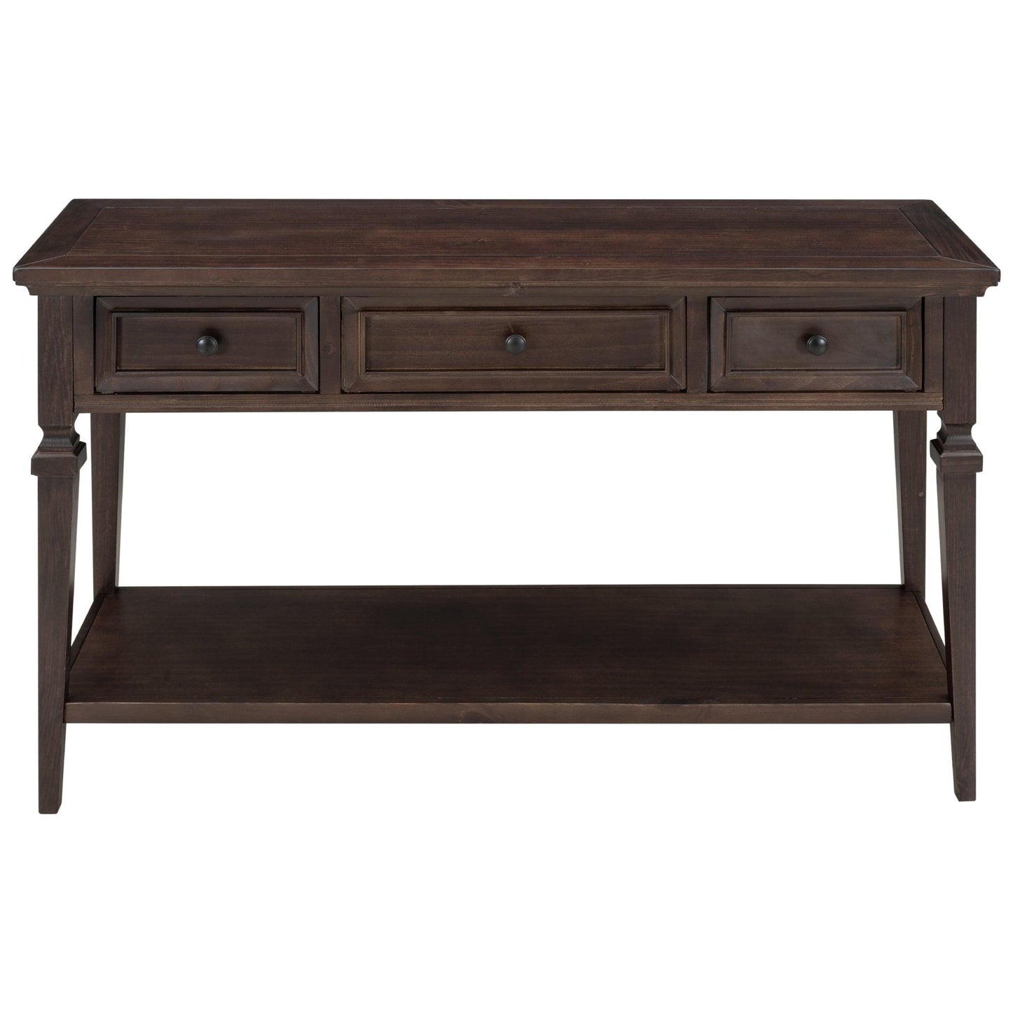 TREXM Classic Retro Style Console Table with Three Top Drawers and Open Style Bottom Shelf (Espresso) - FurniFindUSA