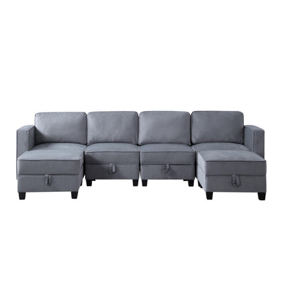 116” Square Arm Sectional Sofa