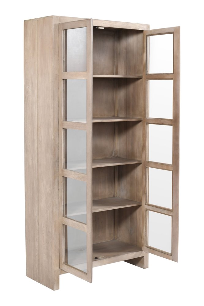 91" Ivory Distressed Solid Wood Frame Accent Cabinet With Two Doors HomeRoots