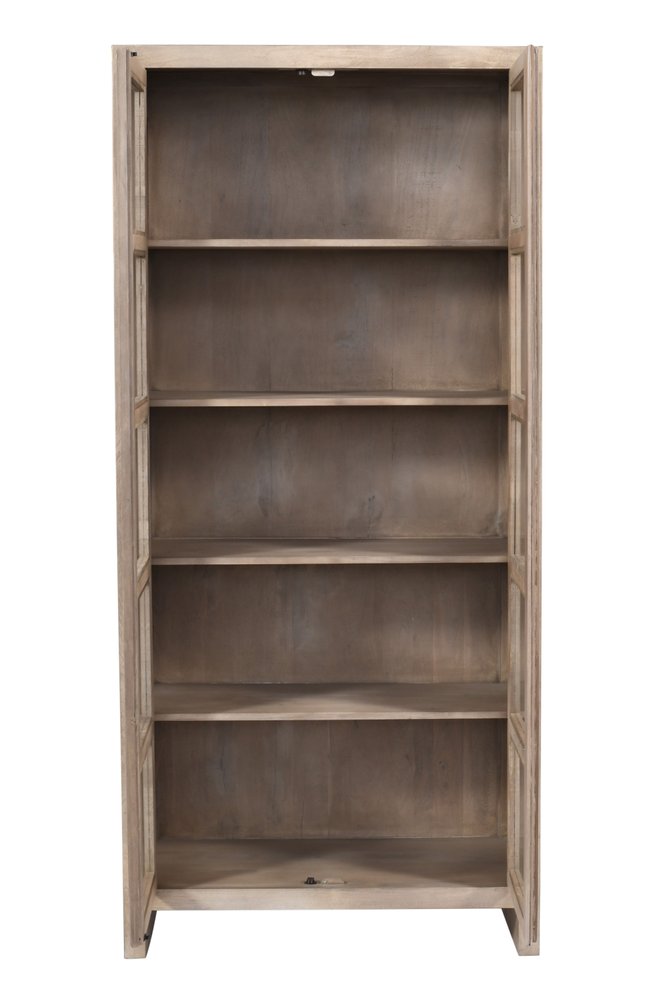 91" Ivory Distressed Solid Wood Frame Accent Cabinet With Two Doors HomeRoots