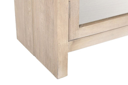 91" Ivory Distressed Solid Wood Frame Accent Cabinet With Two Doors HomeRoots