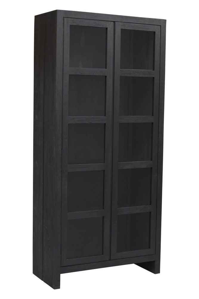 91" Graphite Distressed Solid Wood Frame Accent Cabinet With Two Doors HomeRoots
