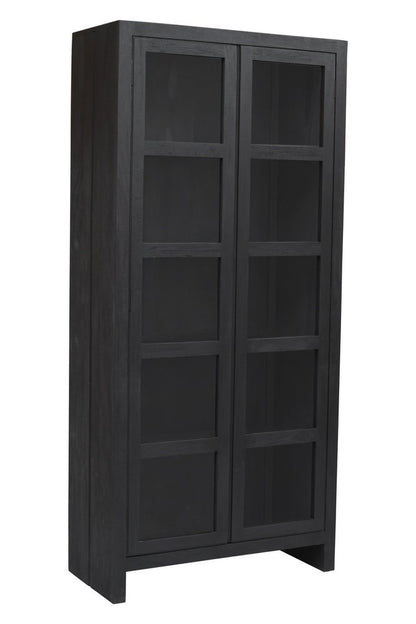 91" Graphite Distressed Solid Wood Frame Accent Cabinet With Two Doors HomeRoots