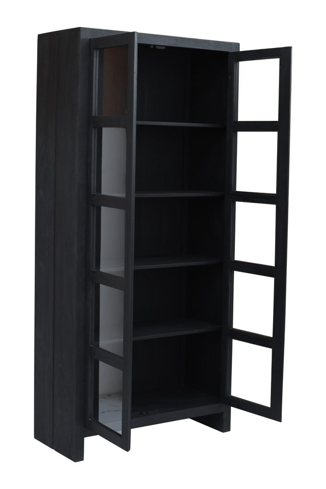 91" Graphite Distressed Solid Wood Frame Accent Cabinet With Two Doors HomeRoots