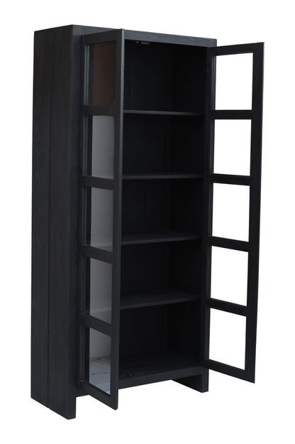 91" Graphite Distressed Solid Wood Frame Accent Cabinet With Two Doors HomeRoots