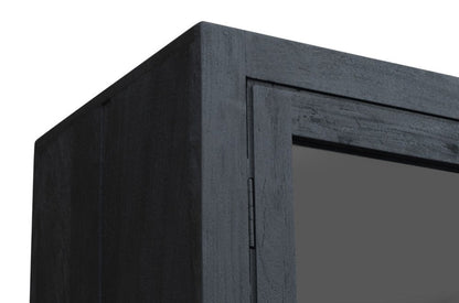 91" Graphite Distressed Solid Wood Frame Accent Cabinet With Two Doors HomeRoots
