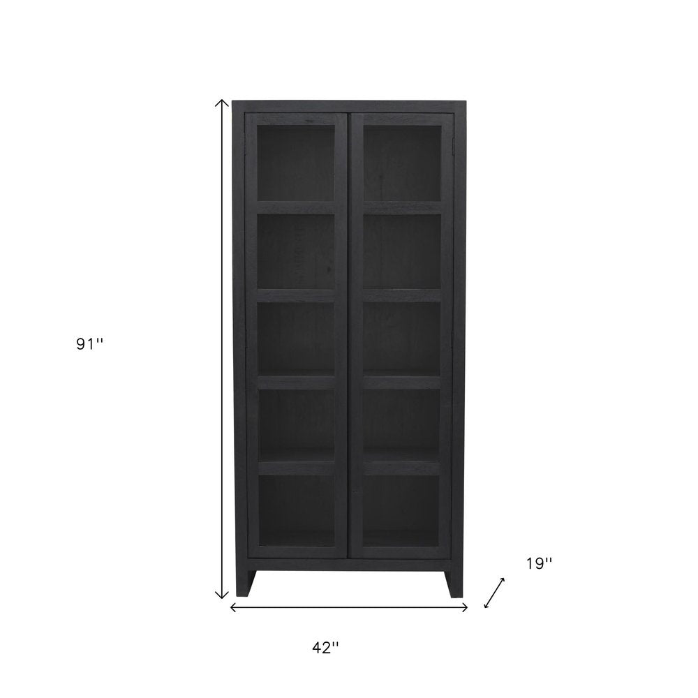 42" Graphite Solid Wood Accent Cabinet With Two Doors HomeRoots