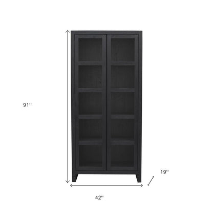 42" Graphite Solid Wood Accent Cabinet With Two Doors HomeRoots