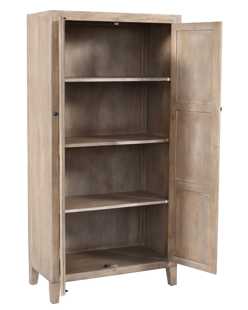 72" Ivory Distressed Solid Wood Frame Accent Cabinet With Two Doors HomeRoots