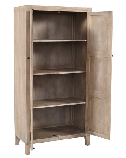 72" Ivory Distressed Solid Wood Frame Accent Cabinet With Two Doors HomeRoots