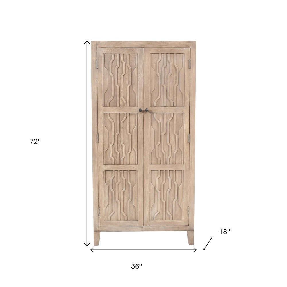 36" Ivory Solid Wood Accent Cabinet With Two Doors HomeRoots