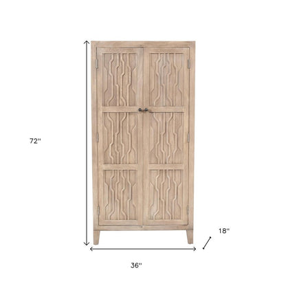 36" Ivory Solid Wood Accent Cabinet With Two Doors HomeRoots