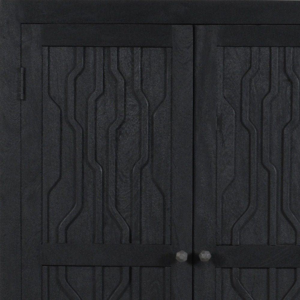 36" Graphite Solid Wood Accent Cabinet With Two Doors HomeRoots