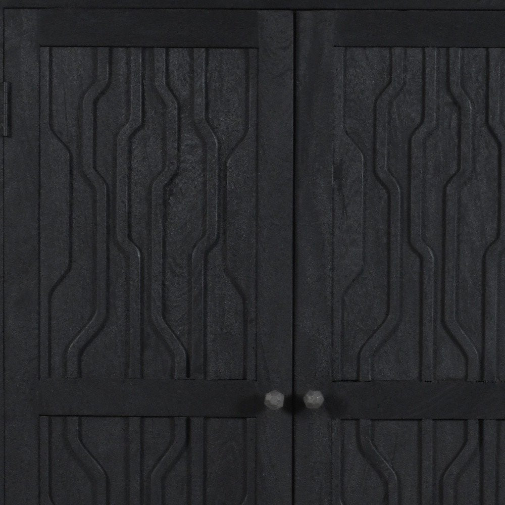 36" Graphite Solid Wood Accent Cabinet With Two Doors HomeRoots