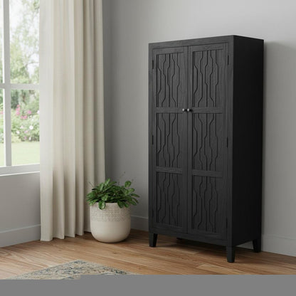 36" Graphite Solid Wood Accent Cabinet With Two Doors HomeRoots