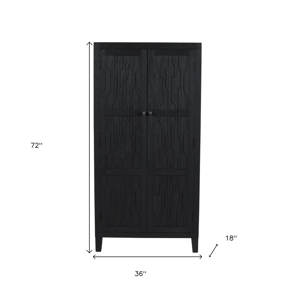 36" Graphite Solid Wood Accent Cabinet With Two Doors HomeRoots
