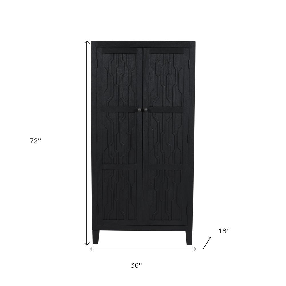 36" Graphite Solid Wood Accent Cabinet With Two Doors HomeRoots