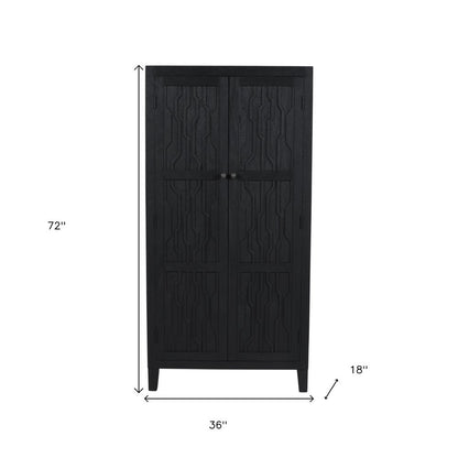 36" Graphite Solid Wood Accent Cabinet With Two Doors HomeRoots
