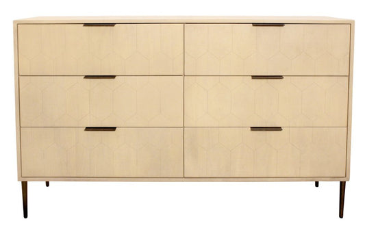 56" Natural Solid Wood Six Drawer Dresser HomeRoots